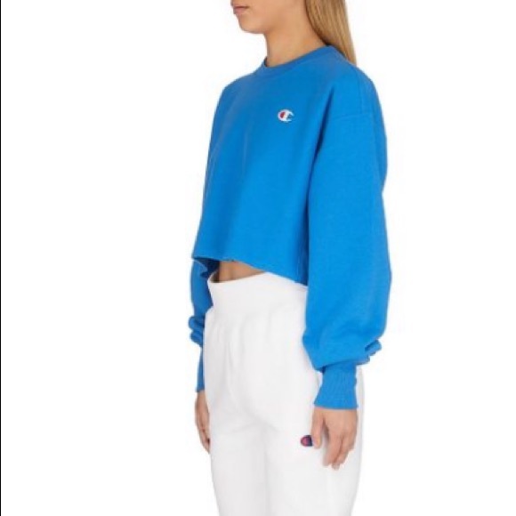 Champion Women's Blue Cropped Cut Off Pullover - Picture 4 of 7